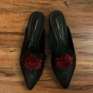 Intentionally Blank Rose Embroidered Loafer Mules